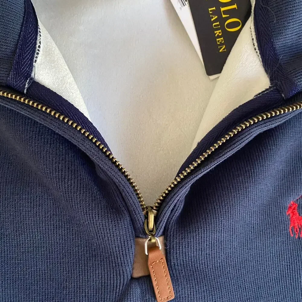 Polo Ralph Lauren Navy blue fleece lined quarter zip pullover sweatshirt